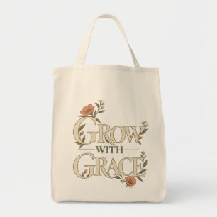 Groei Met Gratie Botanische Bloem Lettering Tote Bag