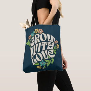 Groei Met Liefde Bloemtypografie Draagtas