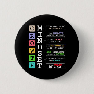 Groei mindset T-shirt Positieve School Klasleraar Ronde Button 5,7 Cm