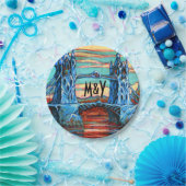 Groeibrug in een fantasiestad Bord (Feest)