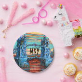 Groeibrug in een fantasiestad Bord (Feest)