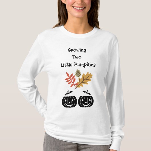 Groeien 2 Little Pumpkins - Twin Mom-to-be Herfst T-shirt (Voorkant)