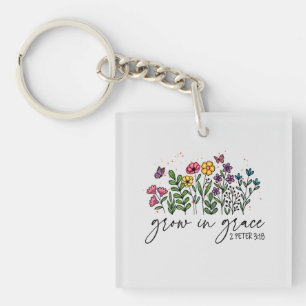 Groeien in Grace - Bloemen Christelijk Sleutelhanger