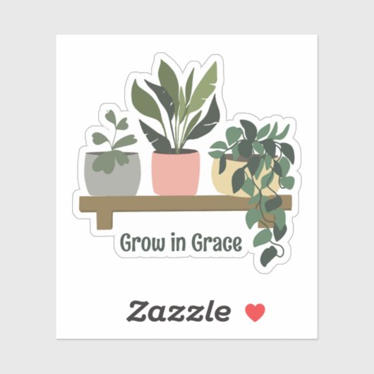 Groeien in Grace Planten op Shelf Magnet Sticker (Vel)