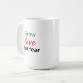 Groeien Liefde Niet Angst Typografie Ontwerp Koffiemok (Voorkant links)