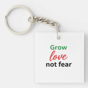 Groeien Liefde Niet Angst Typografie Ontwerp Sleutelhanger