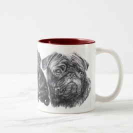 Groeien op Black Pug Tweekleurige Koffiemok