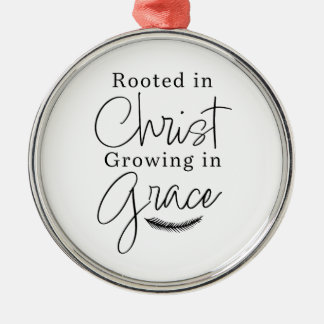 Groeiend in genade zwart en wit rond kerst metalen ornament