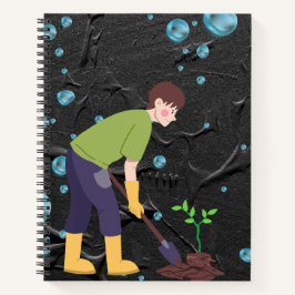 Groeiende toekomst: kind plant een boom notitieboek