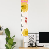 Groeigrafiek van kleine zonnebloemroze meisjes poster (Thuiskantoor)