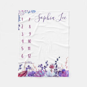 Groeiverklikker - Mijlsteen - waterverf bloemen Fleece Deken