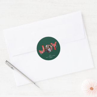Groen 1 Foto Joy Eenvoudige Custom Kerstmis Ronde Sticker