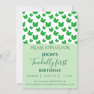 Groen 1e verjaardagsfeestje Baby Boy Frog Kaart