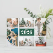 Groen 2025 Gelukkig Nieuwjaar Fotocollage Feestdagenkaart (Staand voorkant)