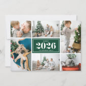 Groen 2025 Gelukkig Nieuwjaar Fotocollage Feestdagenkaart (Voorkant)