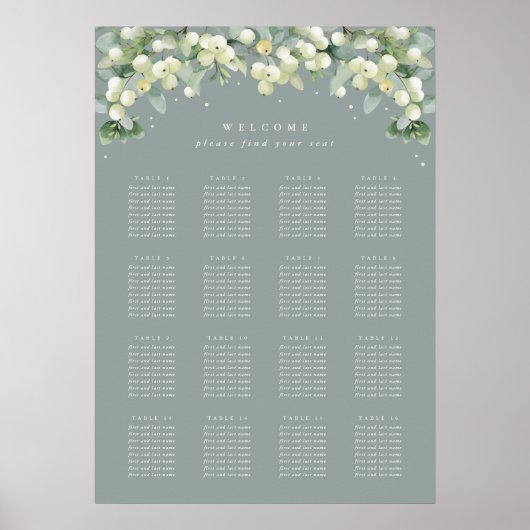 Groen 20x28" 16 Tafels van 8 Zitkaarten Poster (Voorkant)