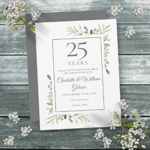 Groen 25e trouwdag Save the Date Aankondigingskaart