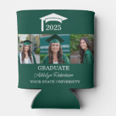 Groen 3 foto afstuderen Cap Class 2025 Blikjeskoeler (Achterkant)