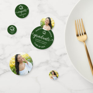 Groen 3 Foto Afstuderen Modern Script Hearts Pet Confetti
