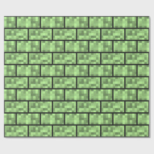 Groen 8-bits videogame Style Bricks Pattern Cadeaupapier
