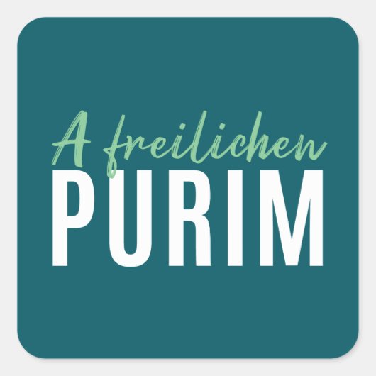 Groen A Freilichen Purim Vierkante Sticker (Voorkant)