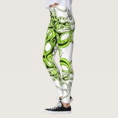 Groen Aangepast Tribal Tattoo Ontwerp Leggings (Links)