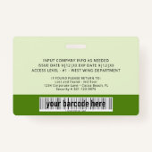 Groen Aangepaste werknemer Foto-ID-badge Badge (Achterkant)