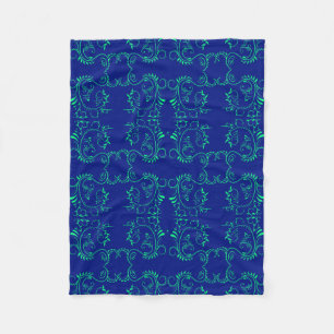 Groen abstract blauw wijnpatroon fleece deken