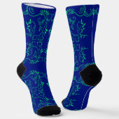 Groen abstract blauw wijnpatroon sokken (Gebogen)