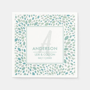 Groen Abstract Bloemen Aan Zee Bruiloft Monogram Servet