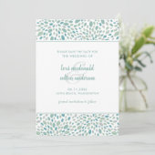 Groen Abstract Bloemen Modern Seaside Bruiloft Save The Date (Staand voorkant)