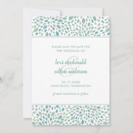 Groen Abstract Bloemen Modern Seaside Bruiloft Save The Date