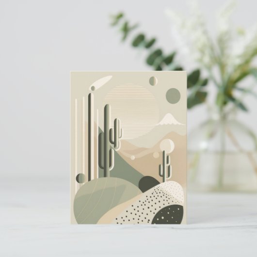 Groen Abstract Boho woestijnlandschap Briefkaart (Staand voorkant)