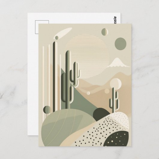 Groen Abstract Boho woestijnlandschap Briefkaart (Voorkant / Achterkant)