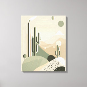 Groen Abstract Boho woestijnlandschap Canvas Afdruk