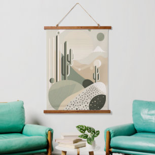 Groen Abstract Boho woestijnlandschap Hangend Wandkleed