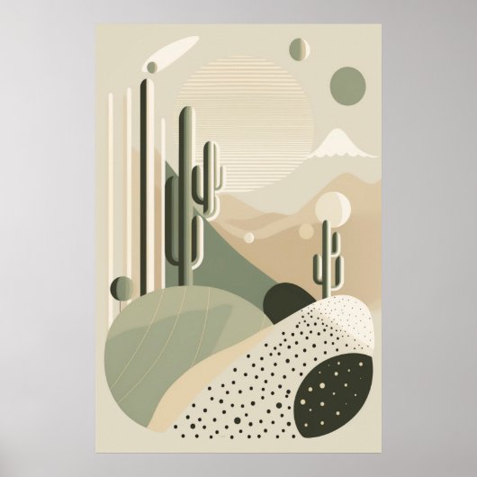 Groen Abstract Boho woestijnlandschap Poster (Voorkant)