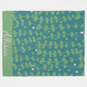 Groen Abstract Floral Vines Pattern Gepersonalisee Fleece Deken (Voorkant (Horizontaal))