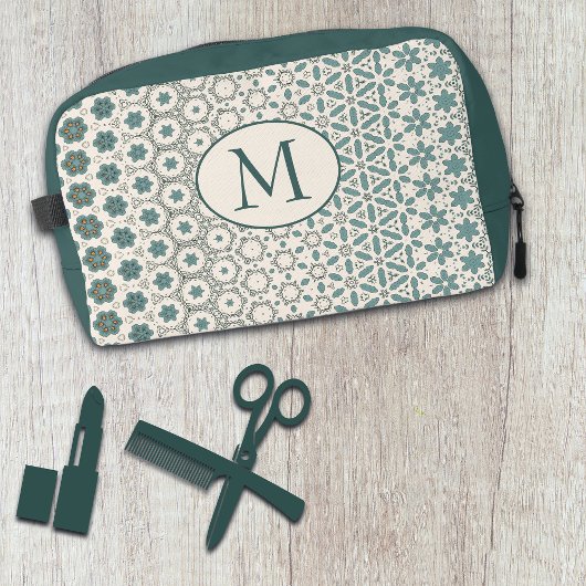 Groen Abstract geometrisch patroon monogram Toilettasje