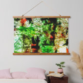 Groen abstract Houten Bovenwerk Wandtapijt, Kalme Hangend Wandkleed (Slaapkamer)