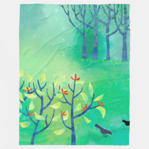 Groen Abstract landschap Fleece Deken