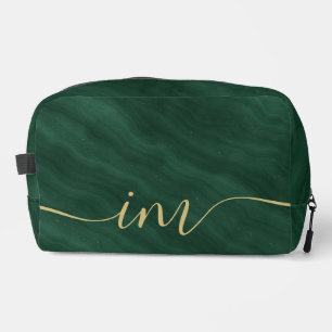 Groen Abstract marmer met aangepaste Initialen - Toilettasje