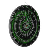 Groen Abstract Spiral Fractal op Black Dart Board Dartbord (Voorkant Links)