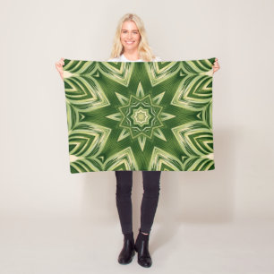 groen abstracte botanische tropische palmbladeren fleece deken