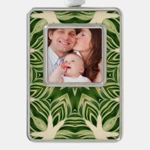 groen abstracte botanische tropische palmbladeren verzilverd kader ornament