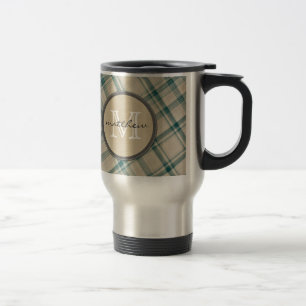Groen achtergrondmonogram voor Cream Plays Reisbeker