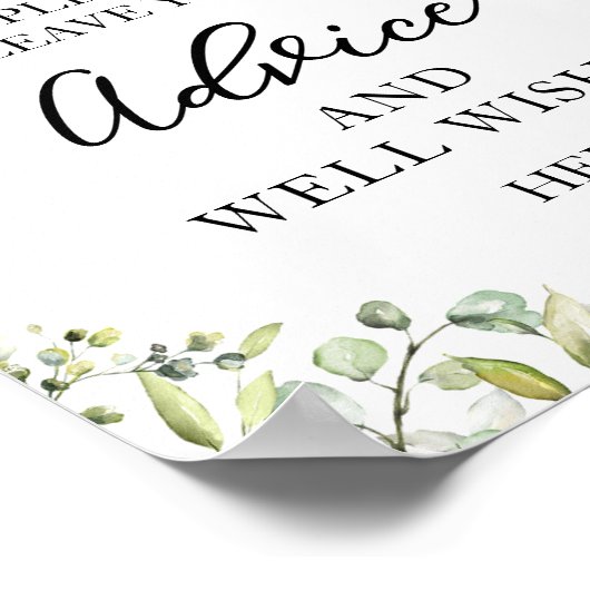 Groen Advies En Gelukwensen Bord Poster (Hoek)