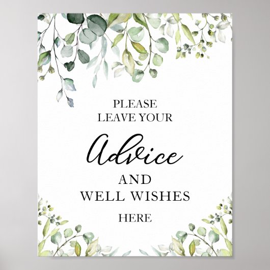 Groen Advies En Gelukwensen Bord Poster (Voorkant)