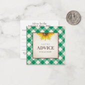 Groen advies van Gingham voor mammie-douche invoeg Notitiekaartje (Voorkant / Achterkant in situ)