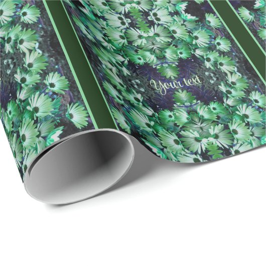 Groen Afrikaans Daisy Bloemen Gepersonaliseerd Cadeaupapier (Rol Hoek)